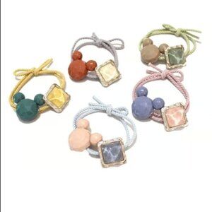 Assorted cartoon minnie mouse hair tie Korean-style square charm bead kids cute